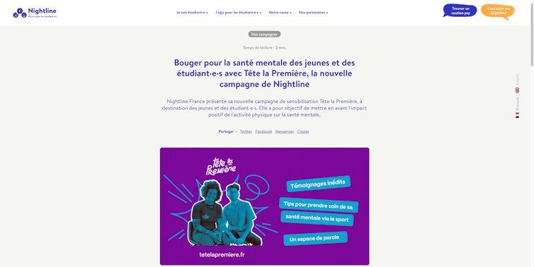 Page d’accueil du site nightline.fr