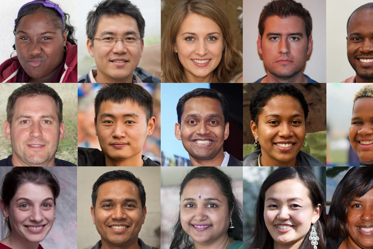 A grid of faces.
