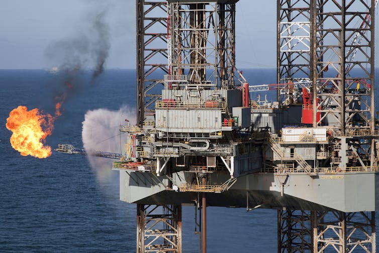 A drilling flare in the North Sea.