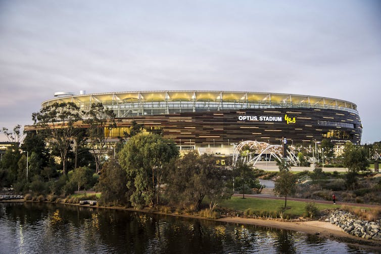 A general view of Optus Stadium in Perth