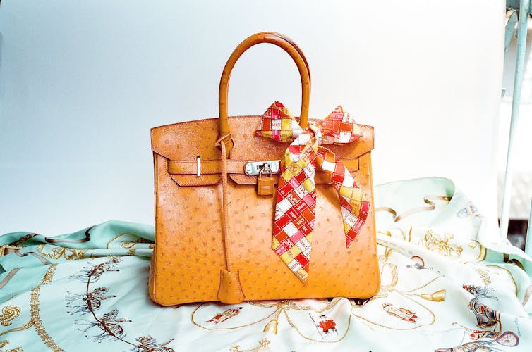 Orange Birkin bag.