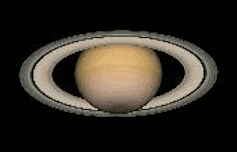 A gif showing a cartoon Saturn rotating in a black background.