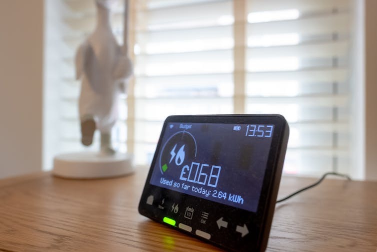 Photo of a smart meter on a table.