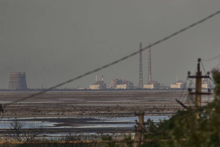 empty reservoir in Ukraine after dam breach