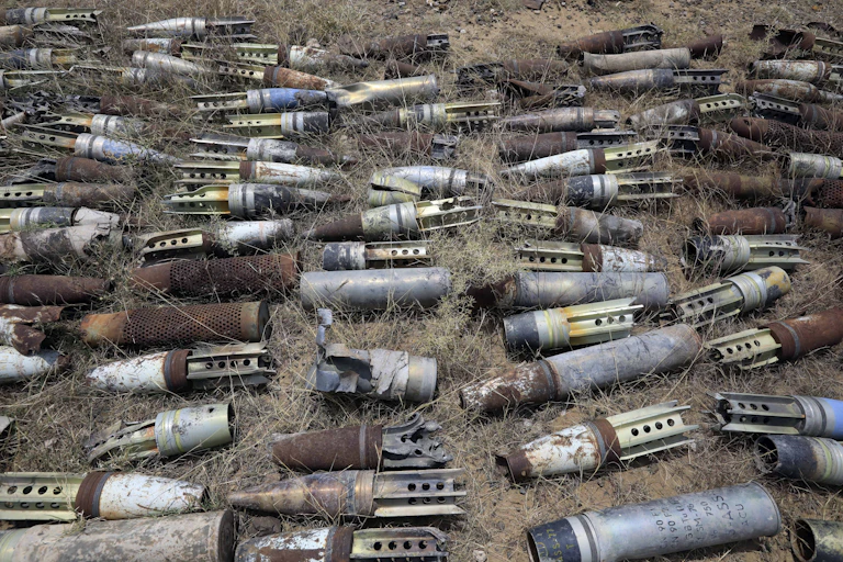 unexploded bombs in field in Yemen