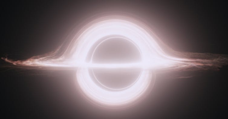 A glowing white circle against a black background