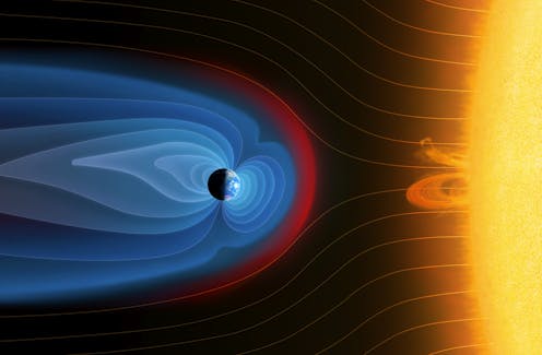 Earth's magnetic field protects life on Earth from radiation, but it can move, and the magnetic poles can even flip