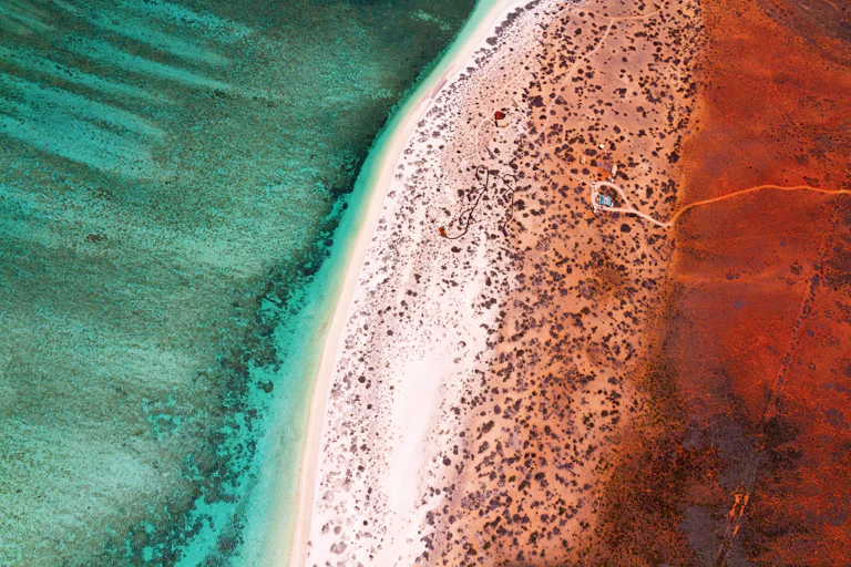 red land blue sea from above, Western Australia
