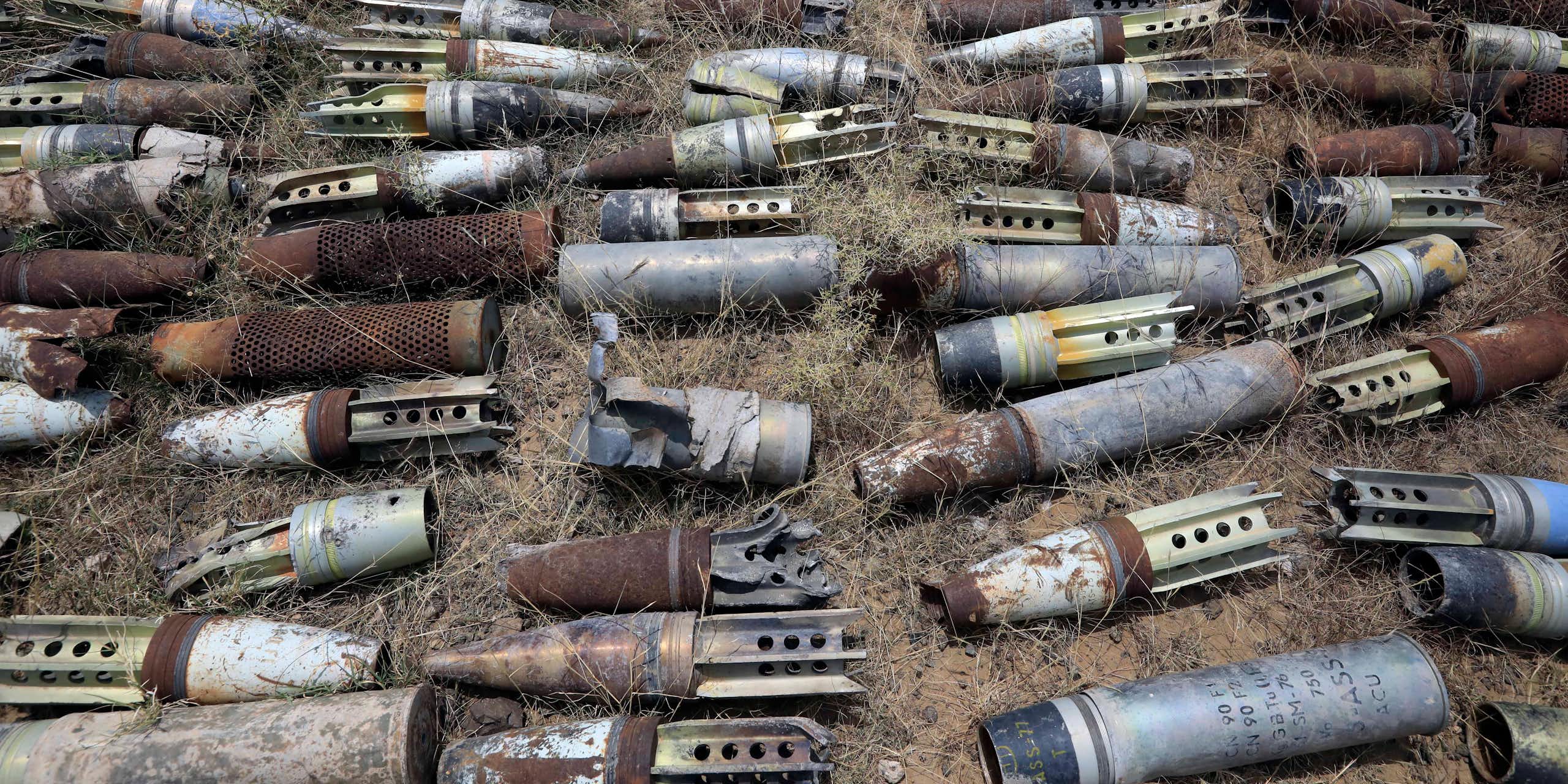 unexploded bombs in field in Yemen