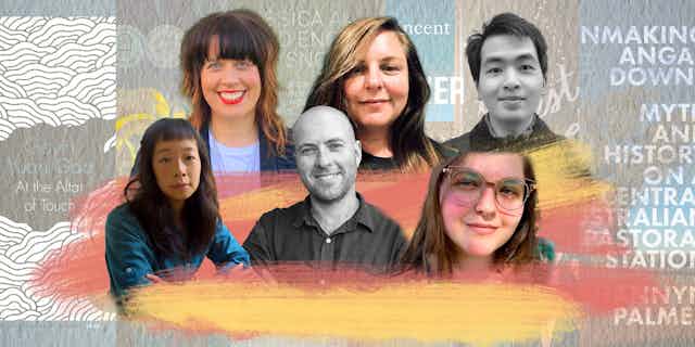 Winners of the 2022 Prime Minister’s Literary Awards: Shannyn Palmer, Jasmin Seymore, Gavin Yuan Gao, Jessica Au, Sam Vincent and Sarah Winifred Searle.