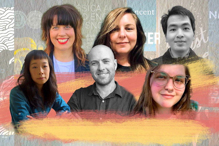 Winners of the 2022 Prime Minister’s Literary Awards: Shannyn Palmer, Jasmin Seymore, Gavin Yuan Gao, Jessica Au, Sam Vincent and Sarah Winifred Searle.