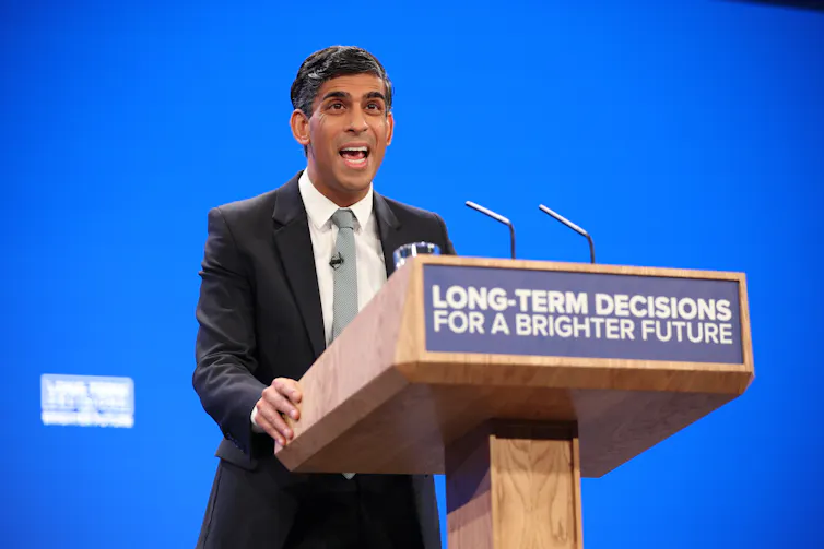 Rishi Sunak giving a speech
