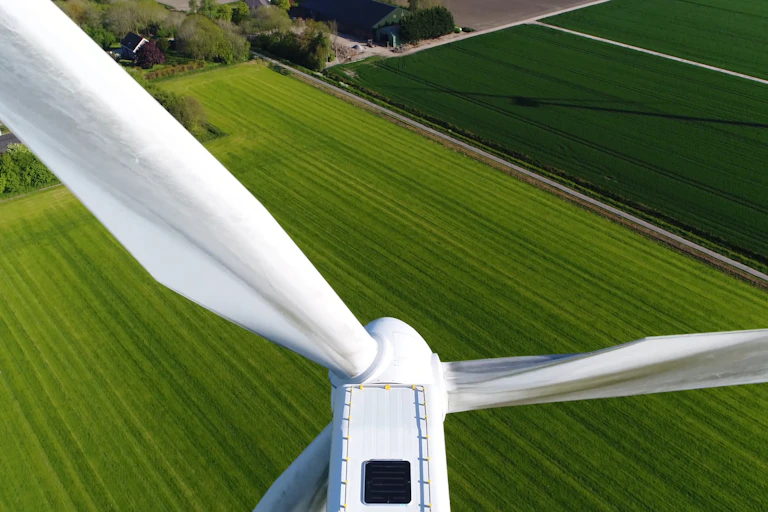 windturbine overlooking farmland