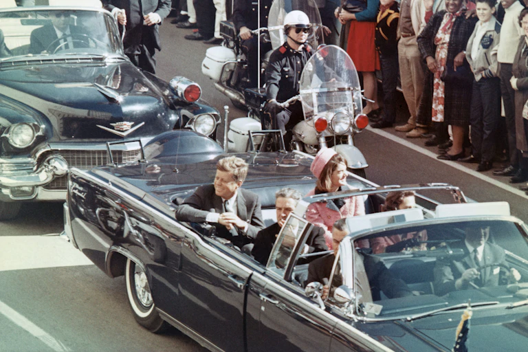 President JFK and his wife, Jackie in the motorcade in Texas in the 1960s