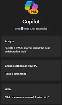 A screenshot of Microsoft 'Copilot' chatbot.