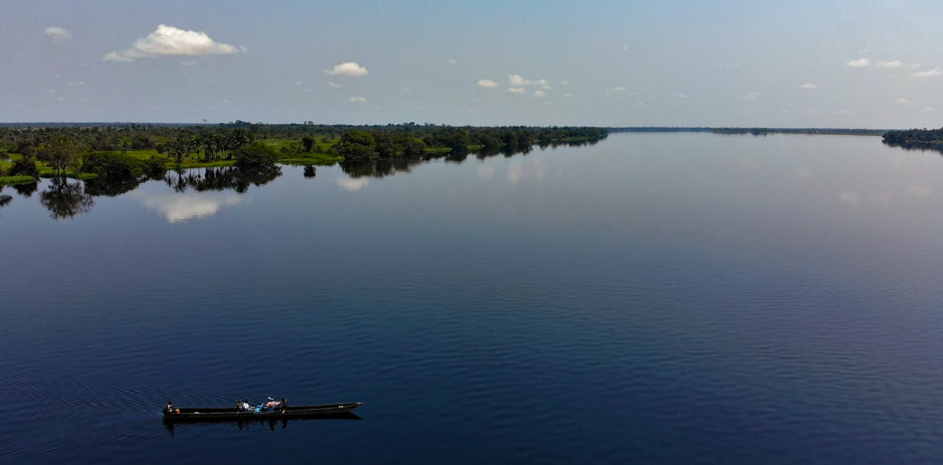 Les eaux noires de la rivière Ruki au Congo sont un important