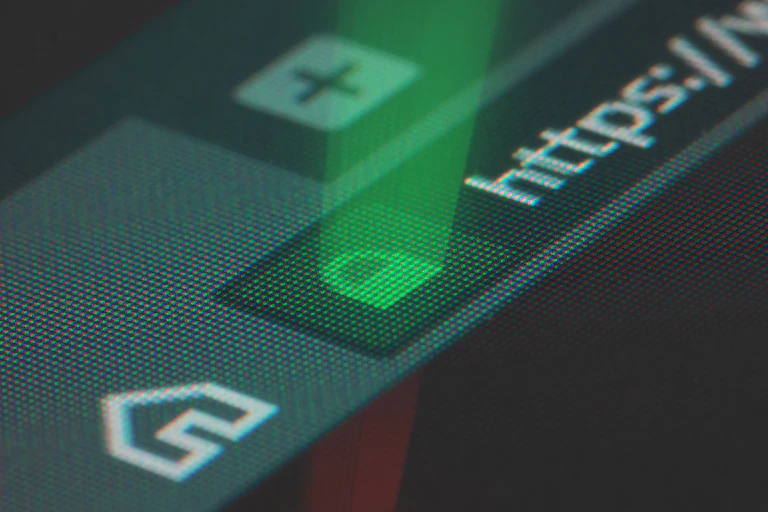 A close up on the padlock icon in an internet browser window.
