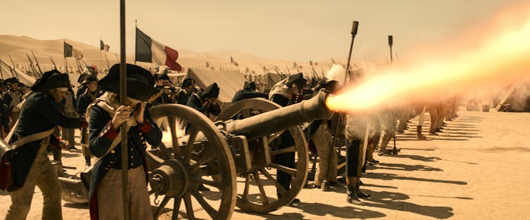 Firing at the pyramids in Scott's film.