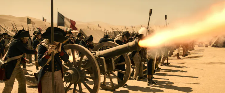 Firing at the pyramids in Scott's film.