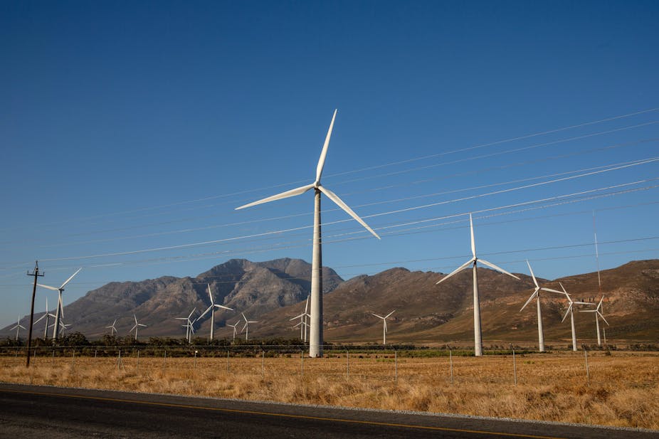 Wind turbines in rural South Africa