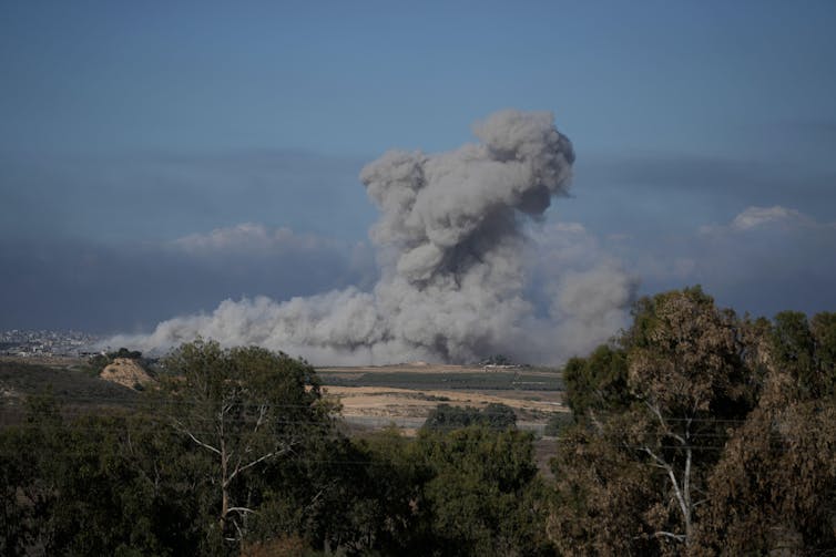 Smoke from the Israeli airstrike in Gaza, Thursday November 16