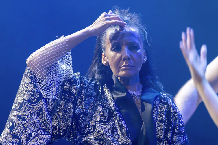 A woman on stage