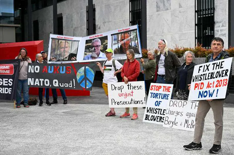 A group of protestors outside the ACT Supreme Court