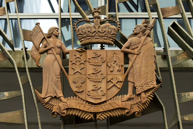 NZ coat of arms on court building