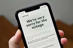 Message on the screen of a mobile phone