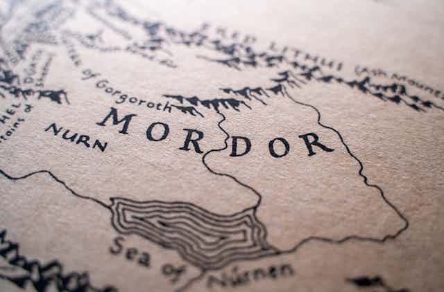 Region of Mordor on the map of Middle-earth.