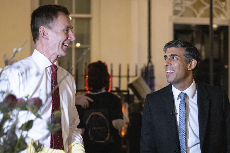 UK chancellor Jeremy Hunt and UK prime minister Rishi Sunak, Downing Street, London.