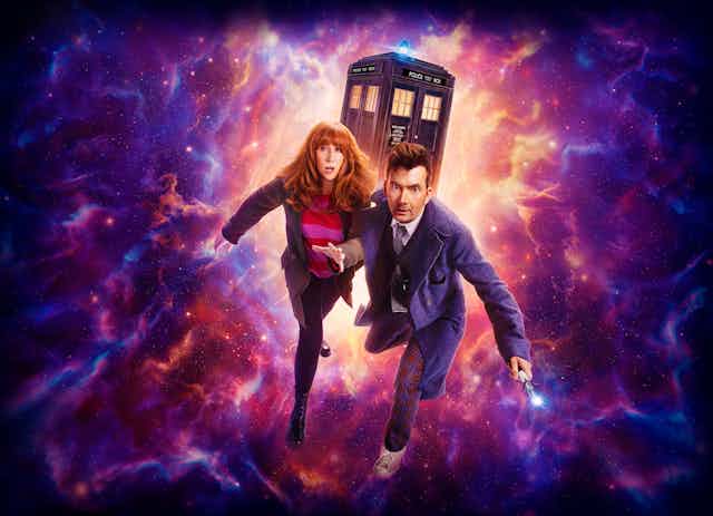 The Doctor (David Tennant) and Donna Noble (Catherine Tate).