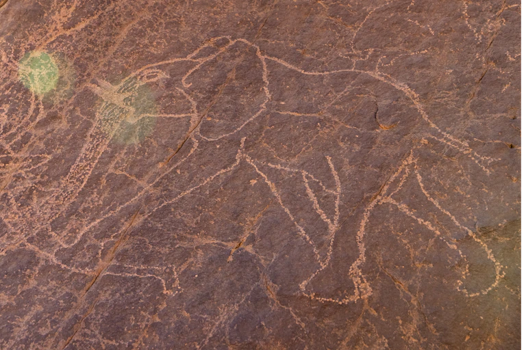 Carving of an elephant on a rock