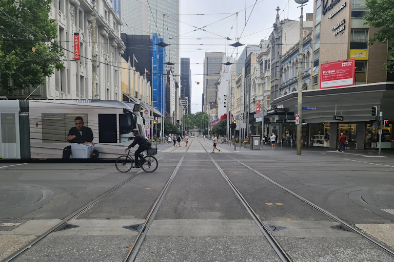 Looking down a CBD street