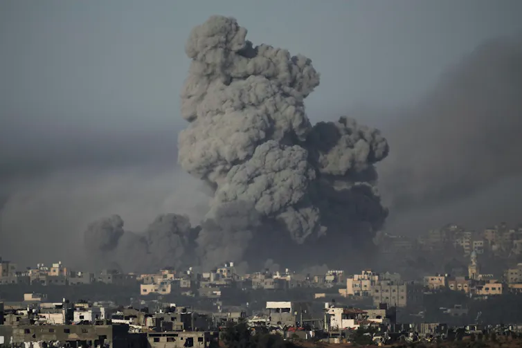 Smoke rising after an Israeli airstrike on Gaza, October 22.