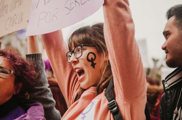 housands of women take part in the Feminist Strike on the Women Day in the city center of Malaga, Spain, on March 8th 2018.