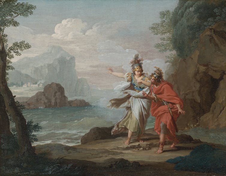 'Atenea se aparece a Odiseo para revelarle la isla de Ítaca', de Giuseppe Bottani.