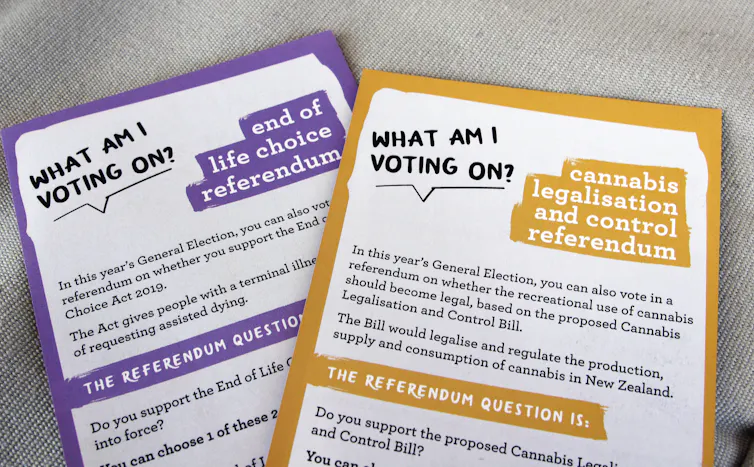 Purple and yellow referendum forms from the 2020 election