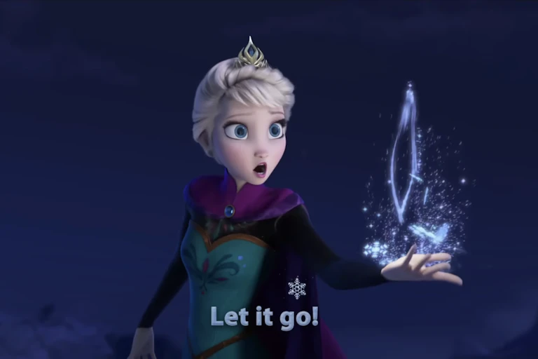 Elsa singing Let It Go from the Frozen sing-a-long