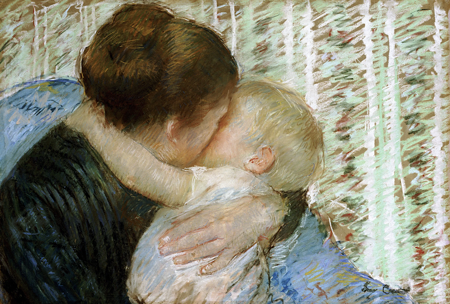painting of a mother and baby. 