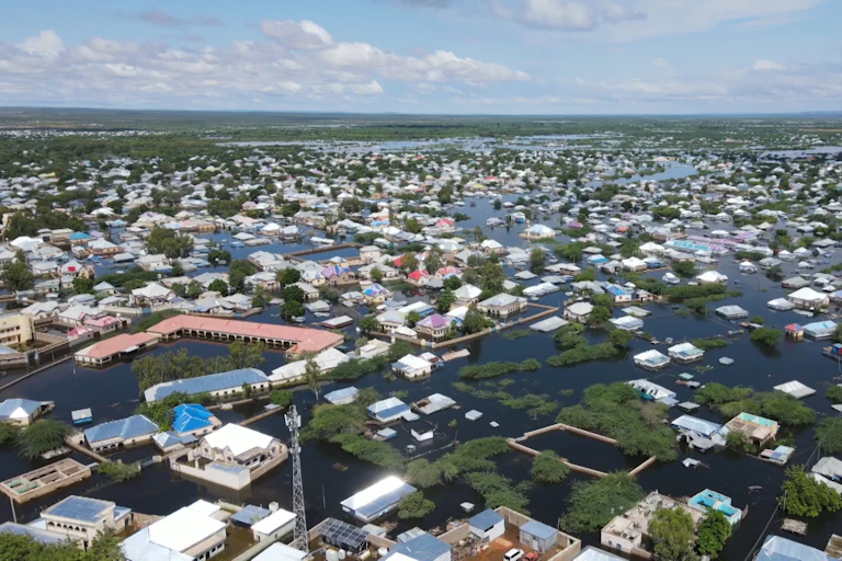 City submerged by flood.