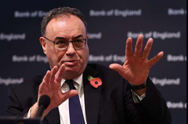 Andrew Bailey, Governor of the Bank of England, during the Bank of England Monetary Policy Report press conference, at the Bank of England, London in November 2023.