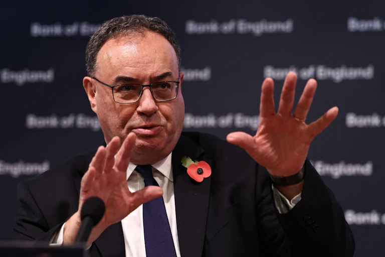 Andrew Bailey, Governor of the Bank of England, during the Bank of England Monetary Policy Report press conference, at the Bank of England, London in November 2023.