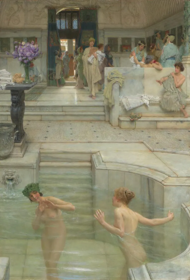 Two women bathe