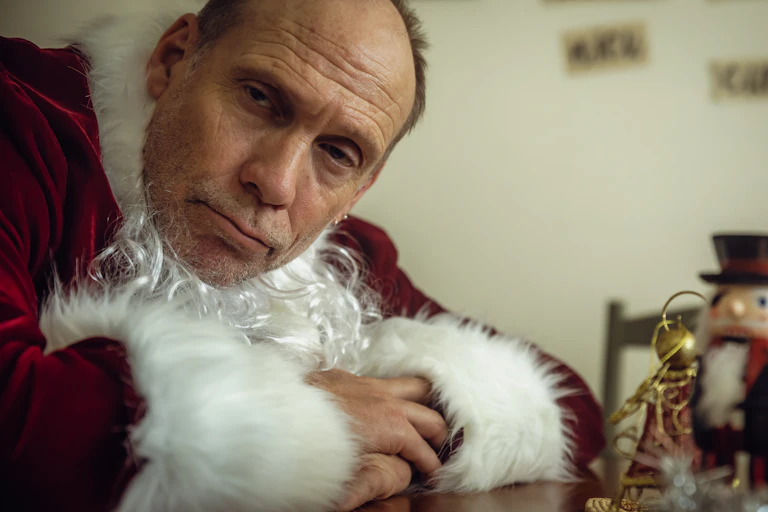 A grumpy Santa.