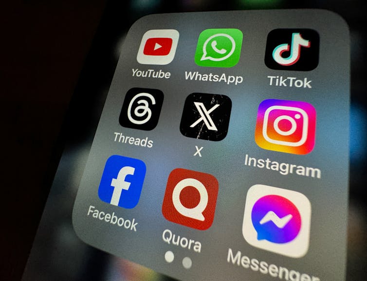 social media apps on a screen