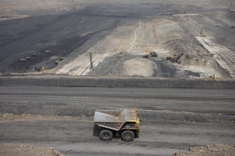 Truck in open coal mine