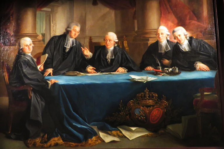 " Portrait du Juge et des Consuls de la Bourse de Bordeaux", 1787, Pierre Lacour (1745-1814), Musée d'Aquitaine, cours Pasteur, Bordeaux, Gironde, Aquitaine, France.