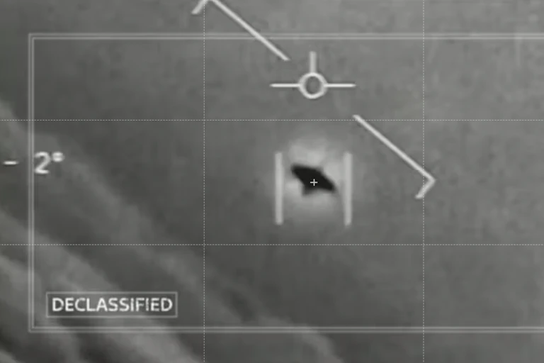 A still from footage showing Unidentified Aerial Phenomena (UAP).
