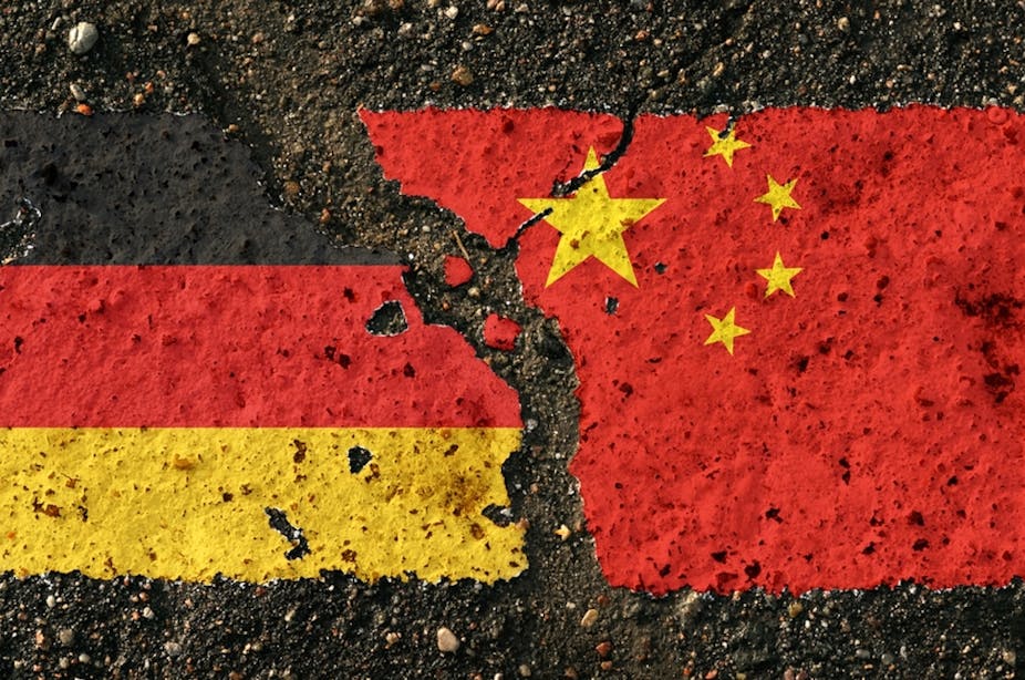 Drapeaux de la Chine et de l'Allemagne
